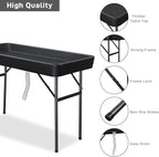 VINGLI 4 Foot Folding Party Ice Cooler, Portable Tailgate Camp Fishing Cleaning Table, Plastic with Matching Skirt, Ice Table for Party, BBQ, Camping, Picnic (Black)