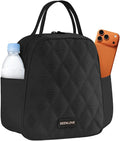Lunch Bag for Women and Men Soft,Reusable Insulated Lunch Box,Leakproof Lunch Cooler for Work Picnic Beach Camping,Black