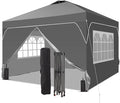 GDY 8x8FT Pop Up Canopy Tent with One Push Setup, Easy to Install with 4-Sidewalls for Events, Parties, Camping, Outdoor Gazebo with 4-Sandbags, Grey.