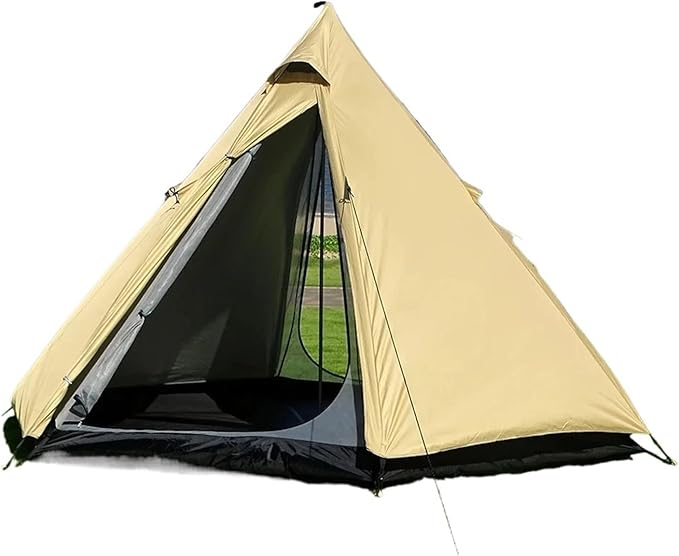 Compatible for Ultralight Pyramid 4 Person Camping Tent - Double Layer Outdoor Hiking Teepee, Large Space Family Tourist Backpacking Tipi