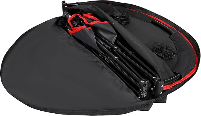 SUPER DEAL Portable Folding Picnic Camping Table with Storage Bag and 4 Cupholders, 2-Tiers Round Outdoor Camping Beach Table, Black