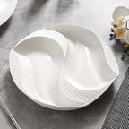 Camping Plates 10.5-inch Hotel Ceramic Tableware With Irregular White Plates And Creative Mandarin Duck Artistic Conception For Private Dishes Cold Decorative Plate(14 in)