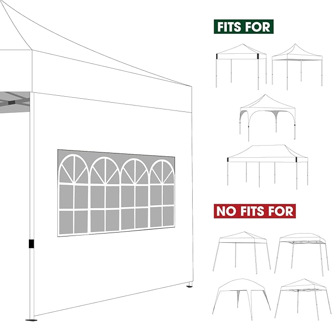 COOSHADE Instant Canopy SunWall 10x10 Canopy SideWall for Pop up Canopy Tent, 1 Pack Sidewall with Church Window Only, Black