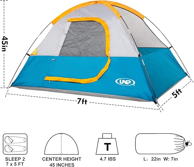 Camping Tent 2-4 Person, Waterproof Windproof Tent with Rainfly Easy Set up-Portable Dome Tents for Camping…