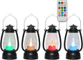LLQ Small Western Lanterns Decorative with Remote Timer & Color Changing for Table Centerpieces, Small Lanterns Vintage Camping Hanging Lamp Ornaments for Cowboy Wedding Halloween Christmas, 4-Pack