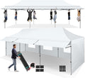 COBIZI 10x30 Pop Up Canopy Tent with Awning,Heavy Duty Canopy UPF 50+ All Season Wind Waterproof Commercial Outdoor Street Vendors Party Tents for Parties Canopy with Roller Bag(10 x 30 ft White)