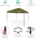 Best Choice Products 10x10ft Pop Up Canopy Tent, Outdoor Shade, 1 Person 1 Minute Set Up, Carry Case, 4 Weight Bags - Olive Green