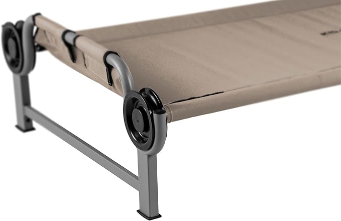 Disc-O-Bed Youth Single Camping Cot Kid-O-Bed, Portable Sleeping Cot for Kids with Included Carry Bag, Indoor and Outdoor Use, Tan