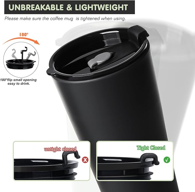 4 Pack Plastic Travel Coffee Mug Set, 20 oz Spill Proof Drinking Cups with Lids, Pobtable to Go Camping Coffee Tumbler Reusable Coffee Mugs with Lids, Dishwasher & Microwave Safe