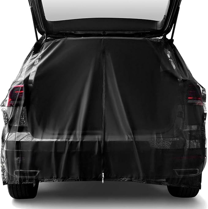 Car Tailgate Mesh Screen, Magnetic Mount Auto Tailgate Rear Windshield Sunshade Net, Breathable Trunk Mesh Tent Vehicle Camping for SUV Van MPV, Camping Gear Accessories