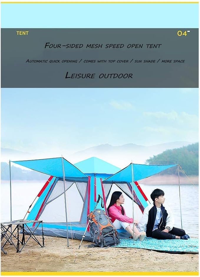 GeRRiT Tent Outdoor Outdoor 3-4 People Tent Automatic one Room one Hall Tent Family Camping Tent Increase Thickening rain Camping Tent,Outdoor Adventure, Seaside Vacation, Desert Travel, Park le