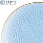 PARTY BARGAINS 13-Inch Charger Plates - 16 Pack, Hammered Blue Gold Rim, Heavy-Duty Disposable Chargers for Elegant Dining - Ideal for Weddings and Formal Events