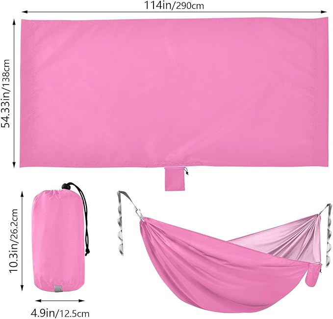 Coral Pink Double Hammocks with Travel Bag Camping Hammocks for Travel 114" x 54"