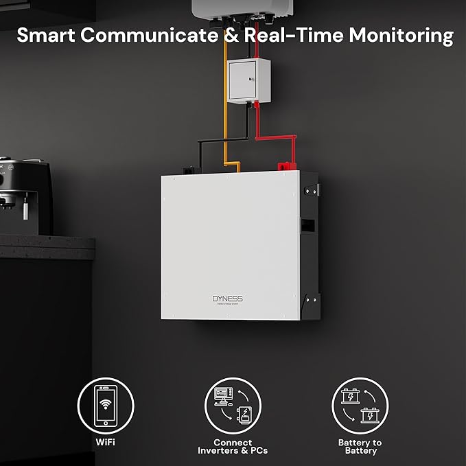 51.2V 100Ah LiFePO4 Battery with 5.12kWh Capacity, Support Wi-Fi App Monitoring, CAN/RS485 Communication, 6000+ Cycles, Max 5.12kW Power Perfect for Off-Grid, Solar, Backup Power