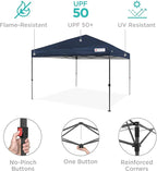 Best Choice Products 10x10ft Pop Up Canopy Tent, Outdoor Shade, 1 Person 1 Minute Set Up, Carry Case, 4 Weight Bags - Navy Blue