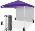 EAGLE PEAK Commercial Canopy 10x10 Pop Up Canopy Tent with 1 Sidewall, Easy Setup Heavy Duty Instant Event Shelter for Vendors & Markets, Outdoor Sun Shade, Purple