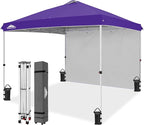 EAGLE PEAK Commercial Canopy 10x10 Pop Up Canopy Tent with 1 Sidewall, Easy Setup Heavy Duty Instant Event Shelter for Vendors & Markets, Outdoor Sun Shade, Purple