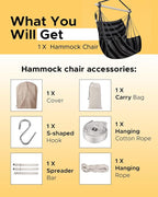 ADVOKAIR Hammock Chair Swing, Heavy-Duty Hanging Rope Swing Seat Supports 500 Lbs, Ideal for Outdoor Patio, Backyard, Porch, Deck & Indoor Bedroom Use