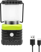 1PCS 6500K White Light LED Camping Lantern Rechargeable 1000LM, 4500mAh Power Bank, Flashlight for Hurricane Emergency, Hiking, IP44 Waterproof Lantern(Black)
