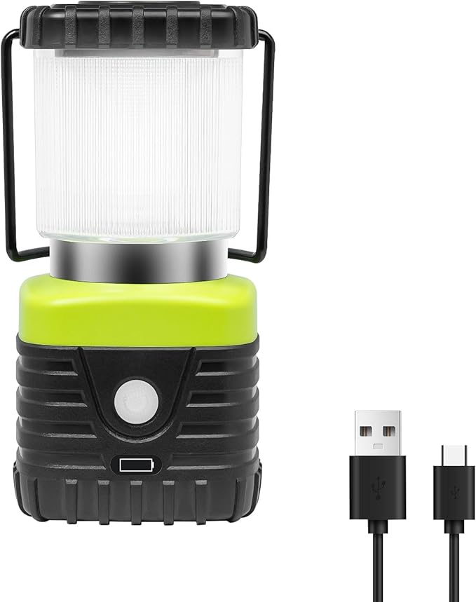 1PCS 3200K Warm Light LED Camping Lantern Rechargeable 1000LM, 4500mAh Power Bank, Flashlight for Hurricane Emergency, Hiking, IP44 Waterproof Lantern(Black)