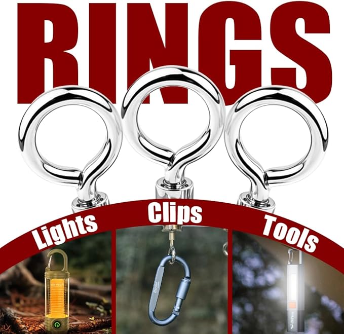 Camping Tent Hooks - 5 Hooks & 5 Rings Outdoor Magnet Clip Hanger