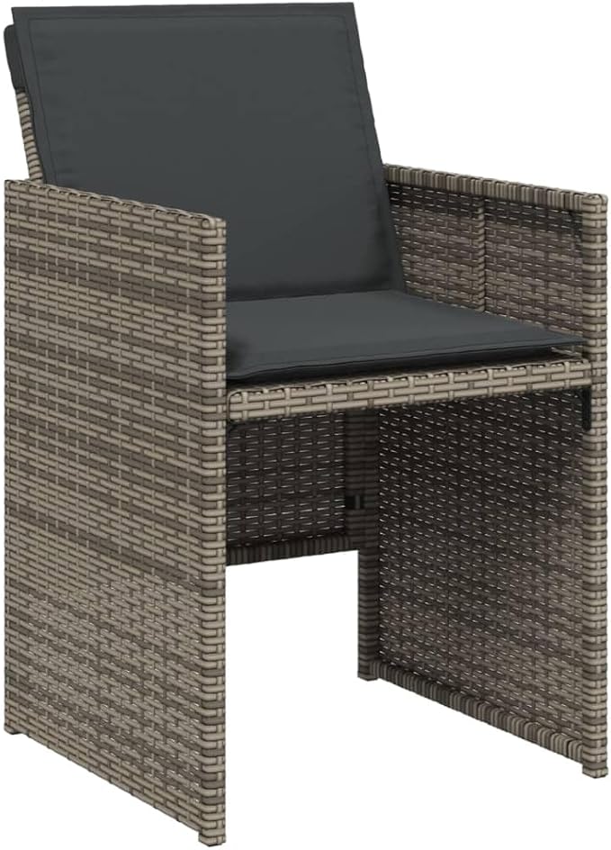 Patio Chair Gray PE Rattan One Size Removable Covers Garden Furniture Patio Furniture Camping Chair for Garden Outdoor