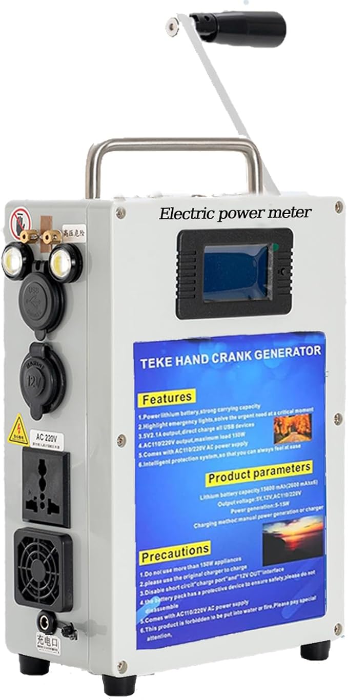 200W Outdoor Emergency Generator, Household Manual Generators,Portable Hand Crank Generator,110v /220v DC12V USB 5V Small Power Supply,for Emergency,Camping,Power Outages 81AH/500W