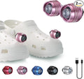 RAHAN Rechargeable Clip on Clog Headlights for Shoe 2pcs,Flashlights Attachment for Shoe, LED Shoes Light with 3 Light Modes for Dog Walking, Camping, Running, Suitable for Adults Kids, Pink