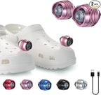 RAHAN Rechargeable Clip on Clog Headlights for Shoe 2pcs,Flashlights Attachment for Shoe, LED Shoes Light with 3 Light Modes for Dog Walking, Camping, Running, Suitable for Adults Kids, Pink