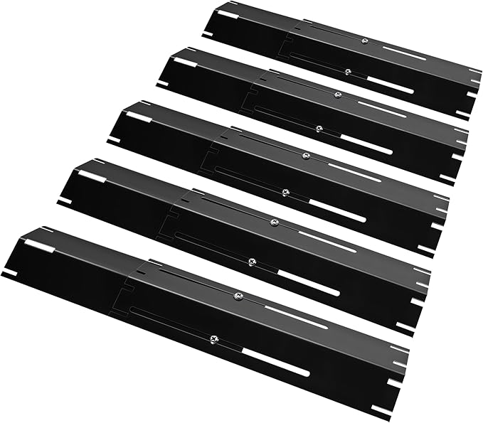 Unicook Adjustable Grill Heat Plate, Extends from 11.75" up to 21" Length, 3.75" Width, Porcelain Steel Grill Burner Cover, Heavy Duty Heat Shield, Flame Tamer Replacement Parts for Gas BBQ, 5 Pack