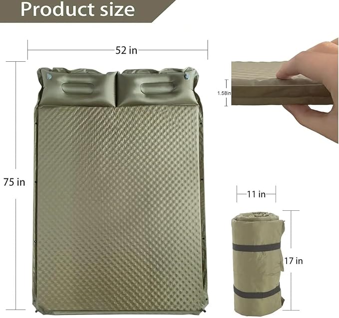 Sleeping Pad for Camping, Air Mattress 2 Person Inflatable Mattress, Suitable for Backpacking, Hiking, Tent Trap Traveling (Blue)
