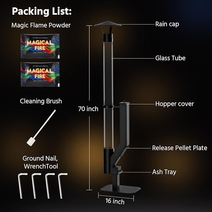 yoyomax Pellet Patio Heater, Outdoor Pellet Heater, Portable Wood Pellet Fire Pit with Ash Tray Patio Rocket Stove for Backyard Camping Garden Balcony, PH03