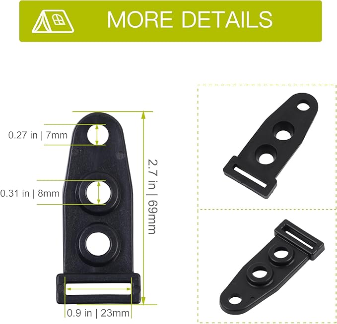 Tent Pole Male to Female Converter, Plastic Tent Feet Holder Buckles, Tent Hooks Guy Line Fasteners
