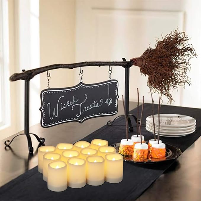 Wondise Waterproof Flameless Votive Candles with 6H Timer, Set of 12 Outdoor Battery Operated Candles Plastic LED Flickering Tealights Candles for Outdoor Garden Patio Home Summer Decor(1.5”D x 2”H)