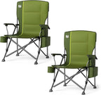 TIMBER RIDGE Oversized Folding Camping Chair High Back Heavy Duty for Adults Support up to 500lbs with Cup Holder, Side Pocket Cooler Bag 2 Pack
