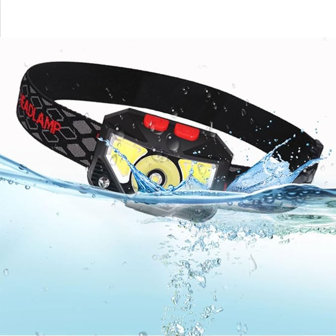 Headlamp Rechargeable, Super Bright Motion Sensor LED Head Lamp Flashlight, 8 Modes for Camping & Hiking Gear Essentials, IP65 Waterproof Headlight, Red Light for Emergency Safety, USB Cable Included