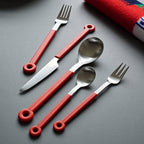 mono Ring Flatware Sets in Black, White, Blue and Grey (Grey, 4pc Set)