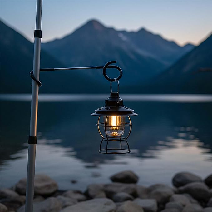 Lantern Stand Hook Camping Light Pole – Heavy Duty Camping Lantern Stand Tent Camping Accessories, Tent Pole Hook Lantern Holder Hanger Clips for Camping Light Hooks, Grill, Hiking