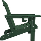 SERWALL Adirondack Chair with Cup Holders - Composite Adirondack Chairs Set of 2 HDPE Outdoor Chairs All Weather Use- Green