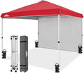 EAGLE PEAK Commercial Canopy 10x10 Pop Up Canopy Tent with 1 Sidewall, Easy Setup Heavy Duty Instant Event Shelter for Vendors & Markets, Outdoor Sun Shade, Red