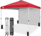EAGLE PEAK Commercial Canopy 10x10 Pop Up Canopy Tent with 1 Sidewall, Easy Setup Heavy Duty Instant Event Shelter for Vendors & Markets, Outdoor Sun Shade, Red