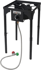 High Pressure Single Propane Burner 55,000BTU Outdoor Camping Stove with 0-20 PSI Adjustable Regulator and Steel Braided Hose (55,000BTU)