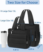 Lunch Box Tote Bag - Versatile Soft Insulated Lunchbox for Women - Lightweight Stylish Simple Lunch Pail Reusable Large Cooler Bag for Adults Work Office Camping Picnic Travel Outdoor Trips Black 10L