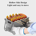 WINB Portable Folding BBQ Grill for 1-2 People - Mini Charcoal Grill for Camping, Compact Stainless Steel Fire Pit with Carry Bag, Outdoor Grill for Backyard, Hiking & Picnic (8.2X5.5 IN)