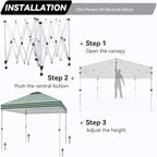 Nazhura 10' x 10' Pop Up Canopy with Sand Weight Bag, Awing for Patio, Freestanding Sun Shelter for Picnic and Camping, One Person Setup, White (Green Stripe)