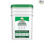 Valley Food Storage Whole Milk Powder | Contains Vitamin A & Vitamin D | Powdered Milk Long Term Storage, 25 Year Shelf Life | Camping Food, Backpacking Meals, Prepper Supplies & Survival Food (10 Bags + Bucket)