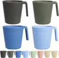 Ribbed Drinking Glasses Coffee Mugs Set of 8, Plastic Coffee Cups 16.9 OZ Unbreakable Tumblers with Handle, Reusable Drinking Cups for Camping/Dorm/RV