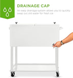Best Choice Products 80-Quart Outdoor Steel Rolling Cooler Cart w/Ice Chest, Bottle Opener, Catch Tray, Drain Plug, Locking Wheels