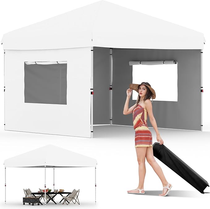 Garvee 10x10 Pop Up Canopy Tent, Heavy Duty Commercial Instant Shelter with One-Person Setup, UPF 50+ Waterproof, 100 Sq Ft Shade for Outdoor Events, Camping, Farmers Market