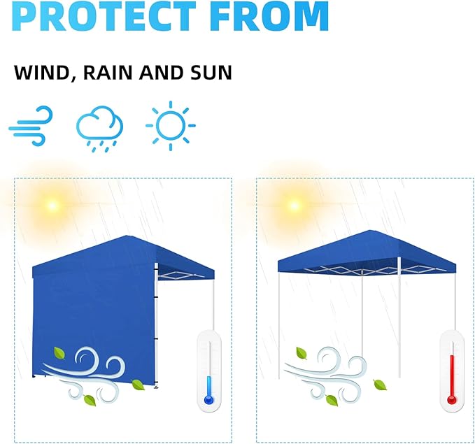 Joramoy Instant Canopy Sidewall 10×10 for Pop Up Tent, Waterproof Sunwall for Straight Leg Canopy with UV Protection, 1 Pack Side Panels Only(10×10, Blue)